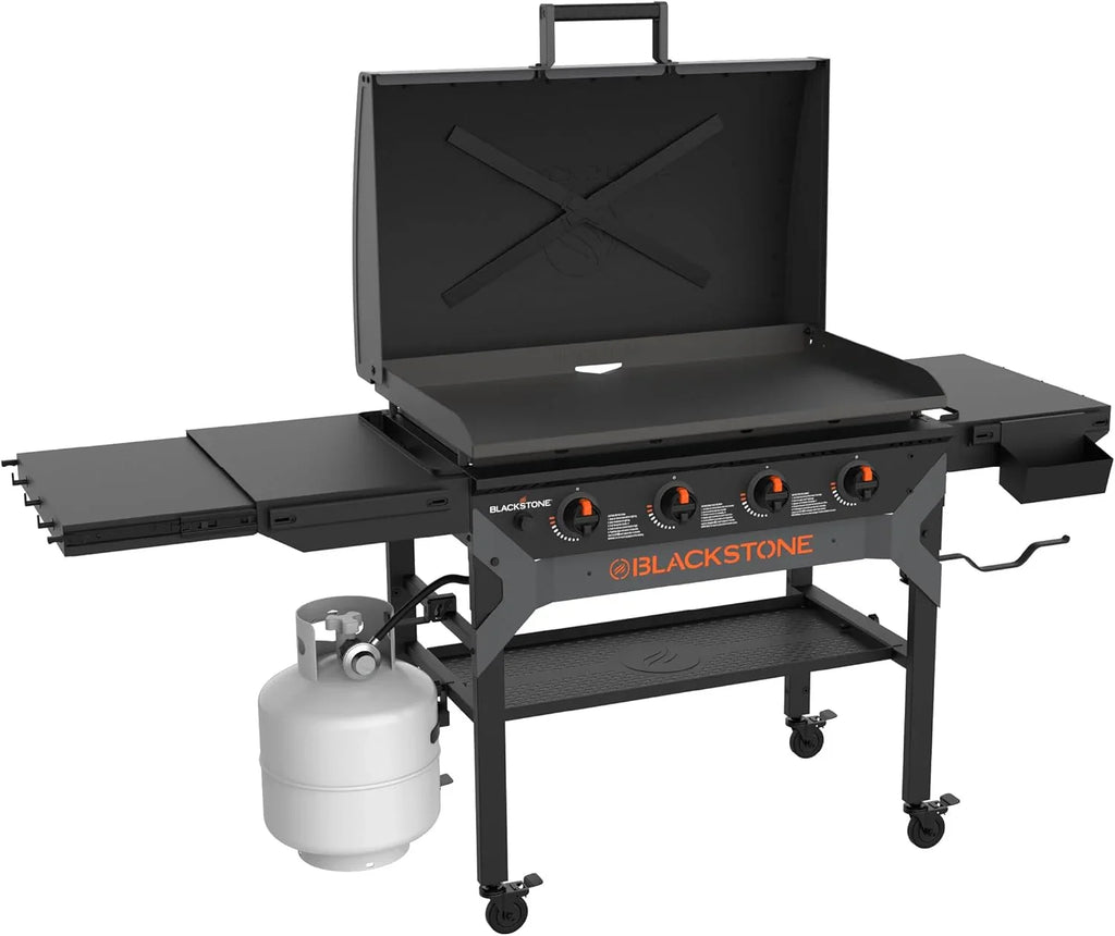 Iron-forged 36" Omnivore Griddle - Premium Powder-coated Steel with Reinforced Hood, Black Finish