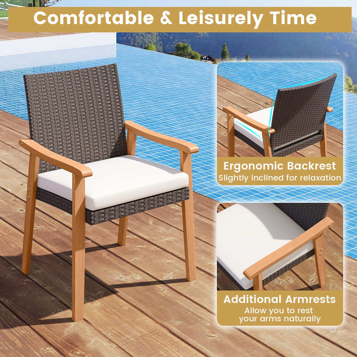 Tangkula 7 Pieces Patio Dining Table Set for Garden