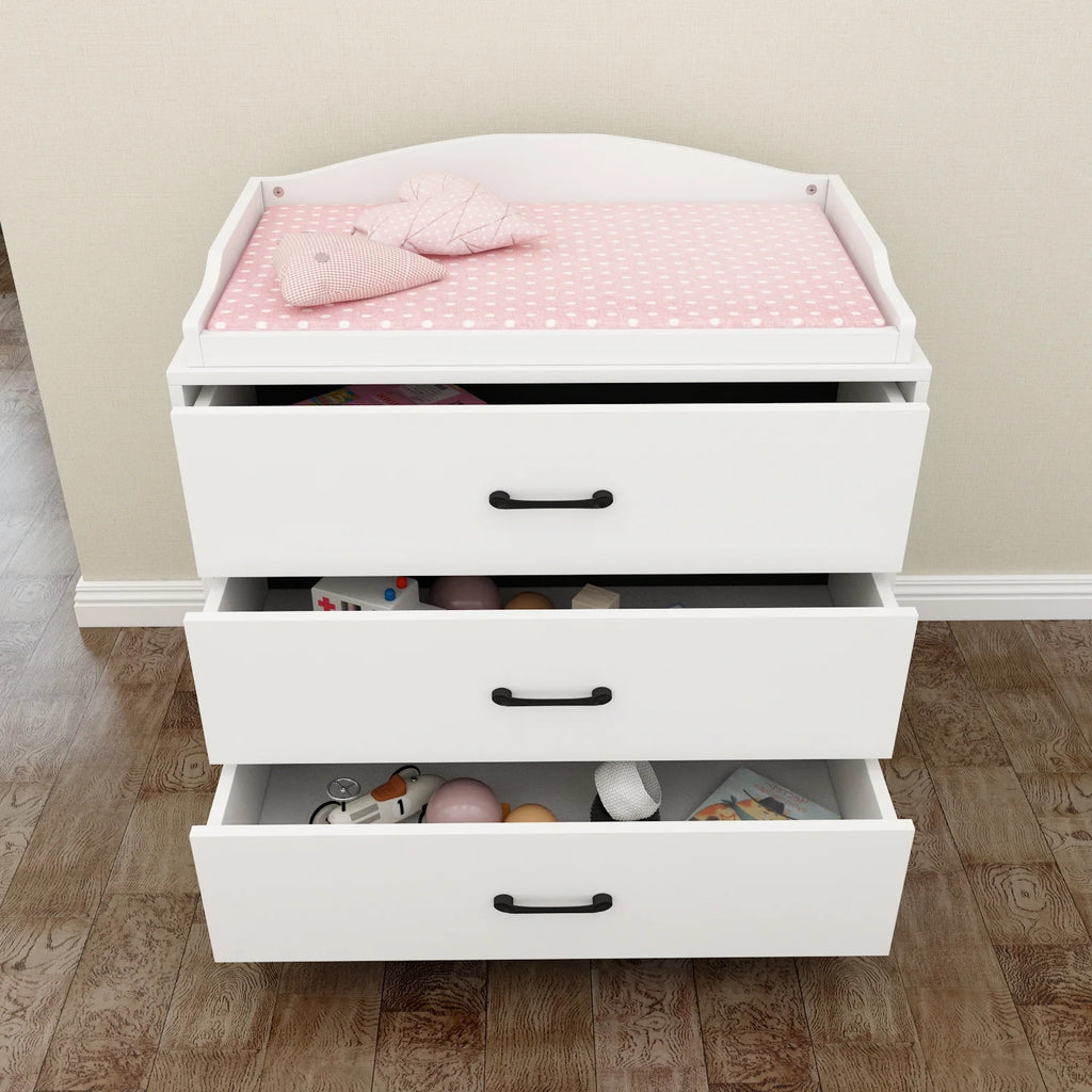 OXYLIFE 45" Baby Nursery Changing Table Dresser with 4 Drawers and Shelf for Nursery Room, White