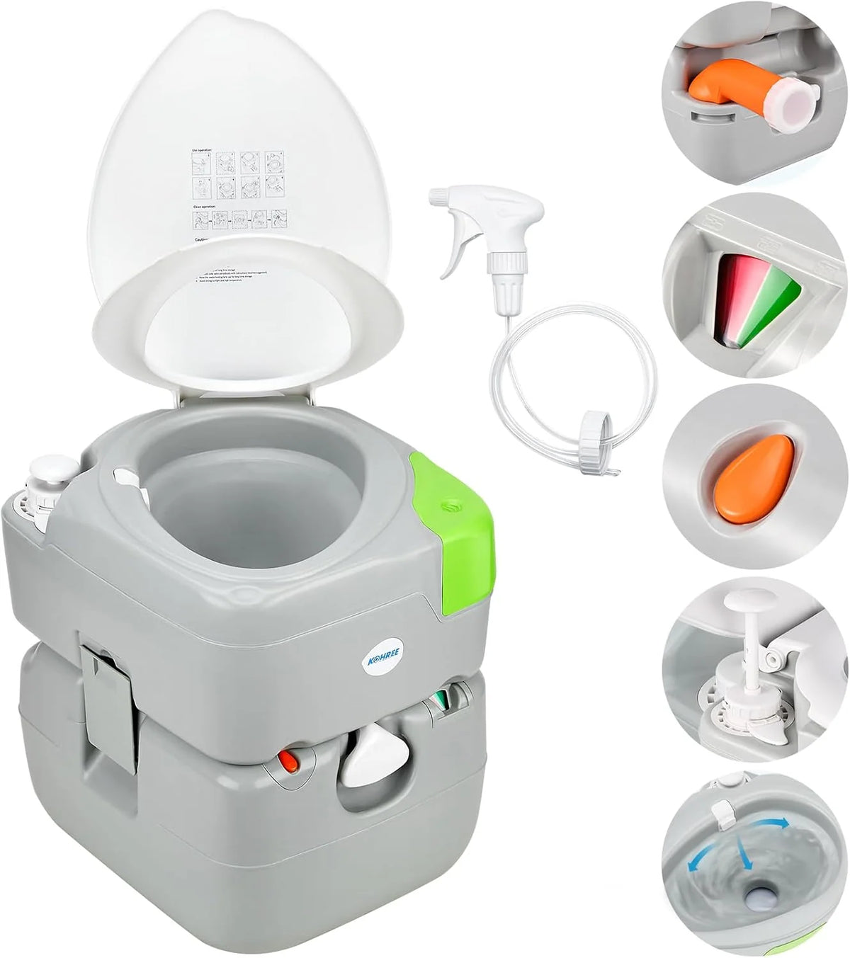 Portable Camping Toilet with 5.8-Gallon Waste Tank