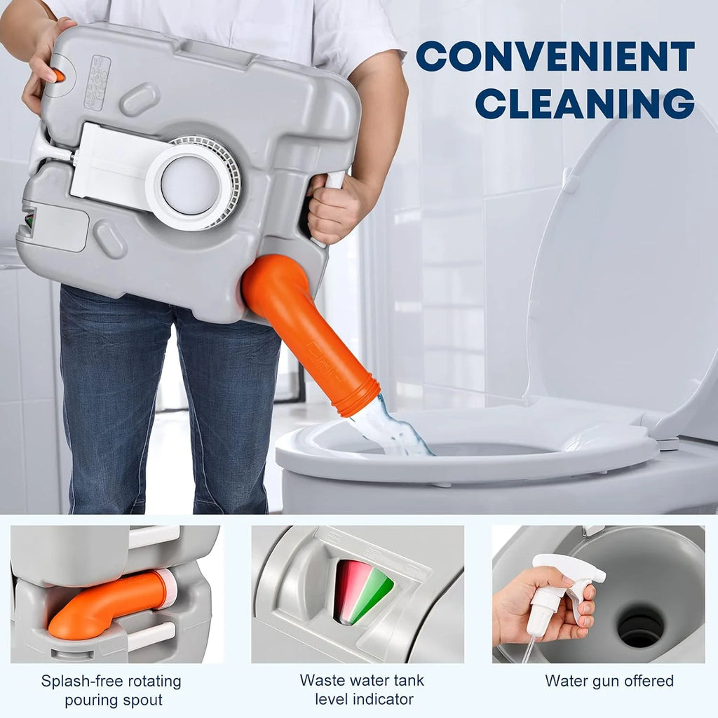Portable Camping Toilet with 5.8-Gallon Waste Tank