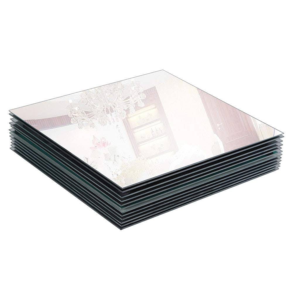 Murrey Home 10" Square Mirror Tray for Wedding Decorations/Decor, Candle Tray/Plate for Baby Shower, Parties Centerpieces, Set O