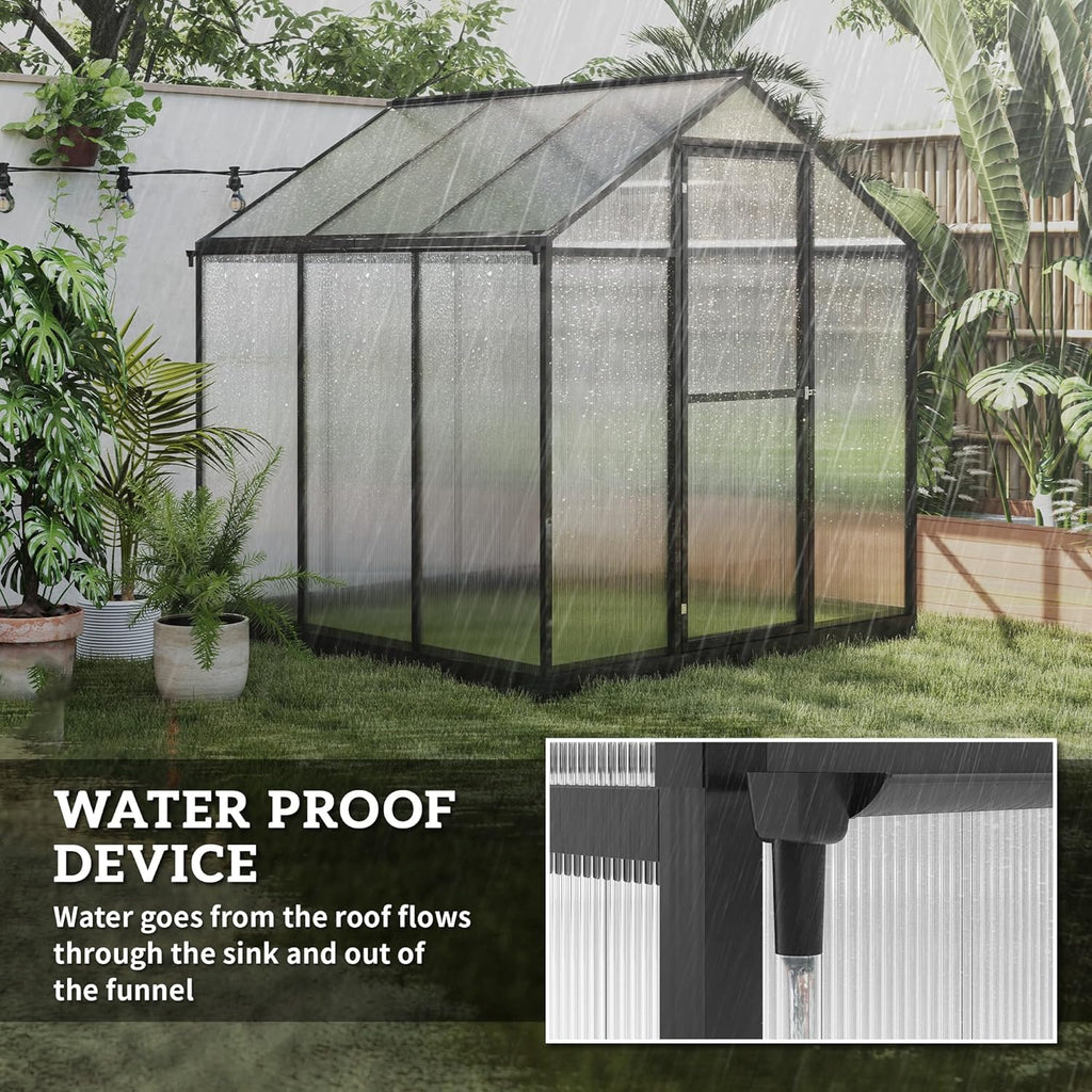 Walk-In Polycarbonate Greenhouse with Aluminum Frame and Roof Vent