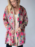 Natural Life Cozy Blanket Kimono - Taupe Ditsy L/XL
