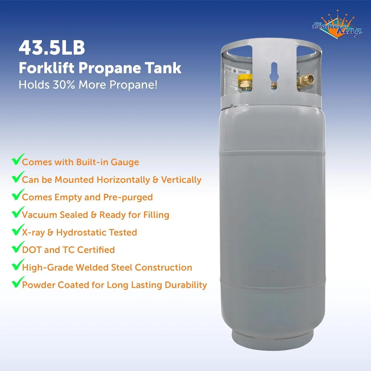Steel Forklift Propane Tank Cylinder with Built-in Gauge, Gray