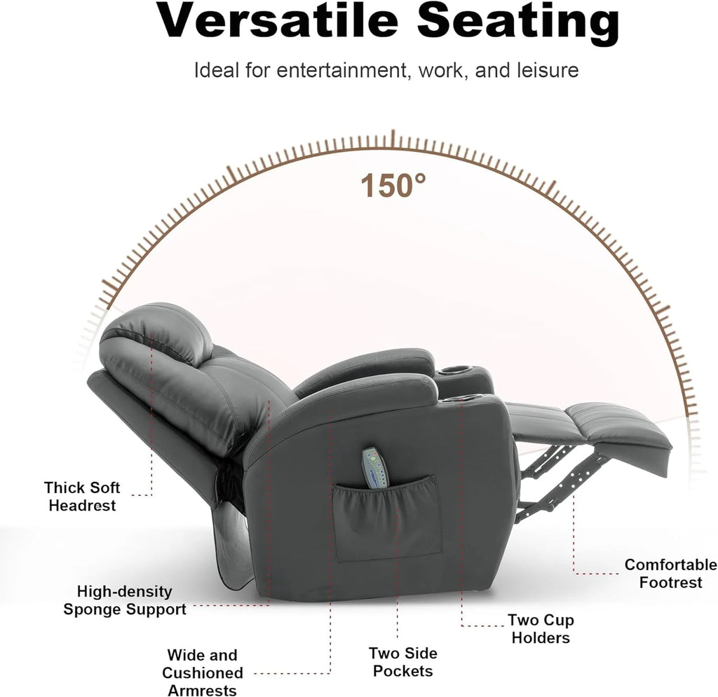 Swivel Rocking Recliner with Massage and Heat
