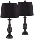 Regency Hill Ben Rustic Farmhouse Table Lamps 25" High Set of 2 Dark Bronze Metal Black Faux Silk Drum Shade for Bedroom Living Room Bedside Office