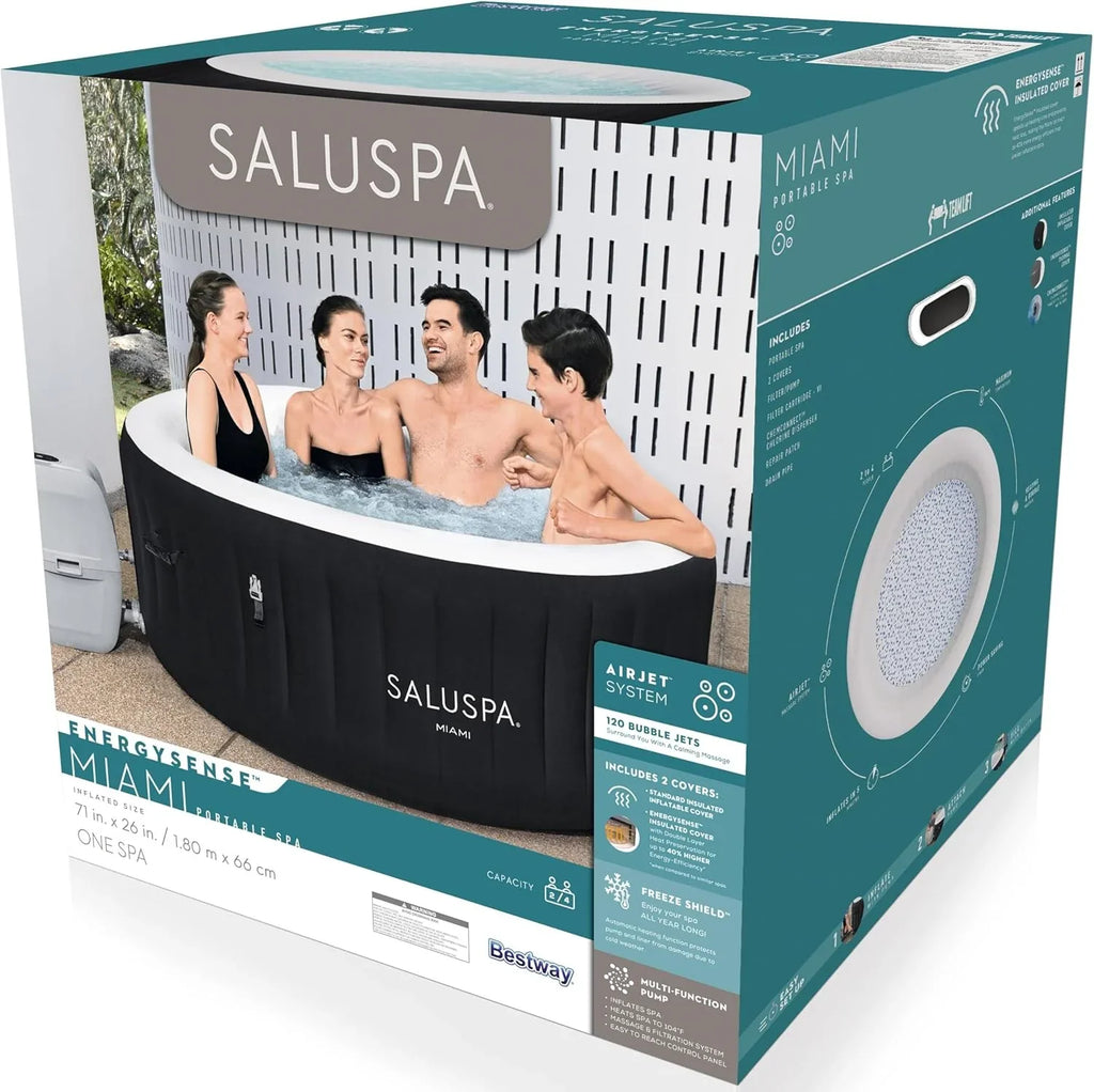Inflatable Hot Tub Spa (71" X 26") | Portable Hot Tub with 2 Covers (1 Energy-efficient Thermal Cover and 1 Standard Cover) | Fits Up to 2-4…