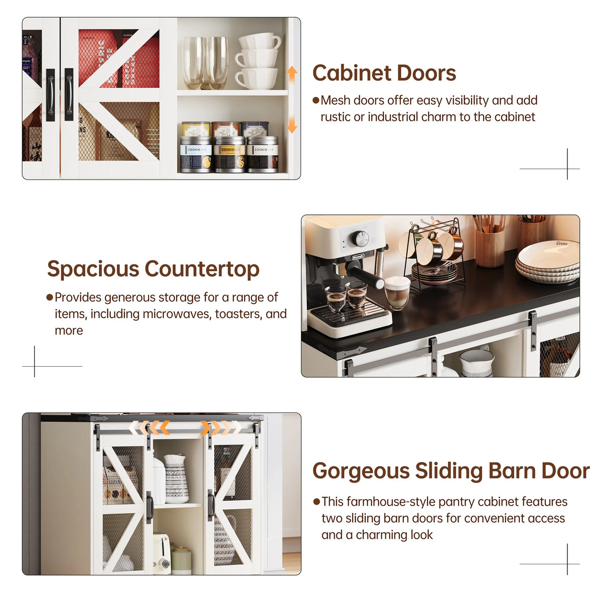 Planntonneo 71'' Tall Kitchen Pantry Storage Hutch Cabinet with Doors and Shelves, Grey Oak