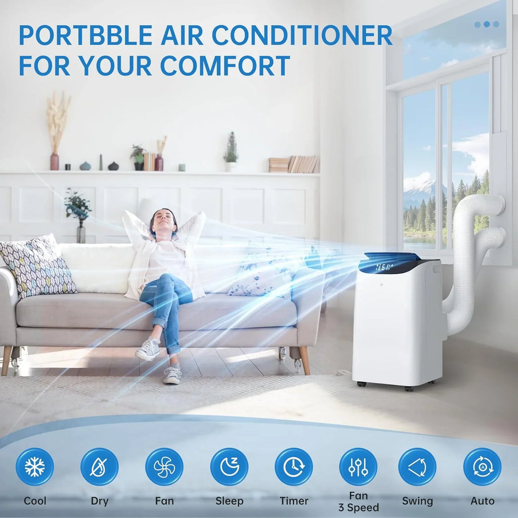 Portable Air Conditioner Cools Up to 700 Sq.ft, 3-IN-1 Energy Efficient Portable AC Unit with Remote Control & Installation Kits for Large…