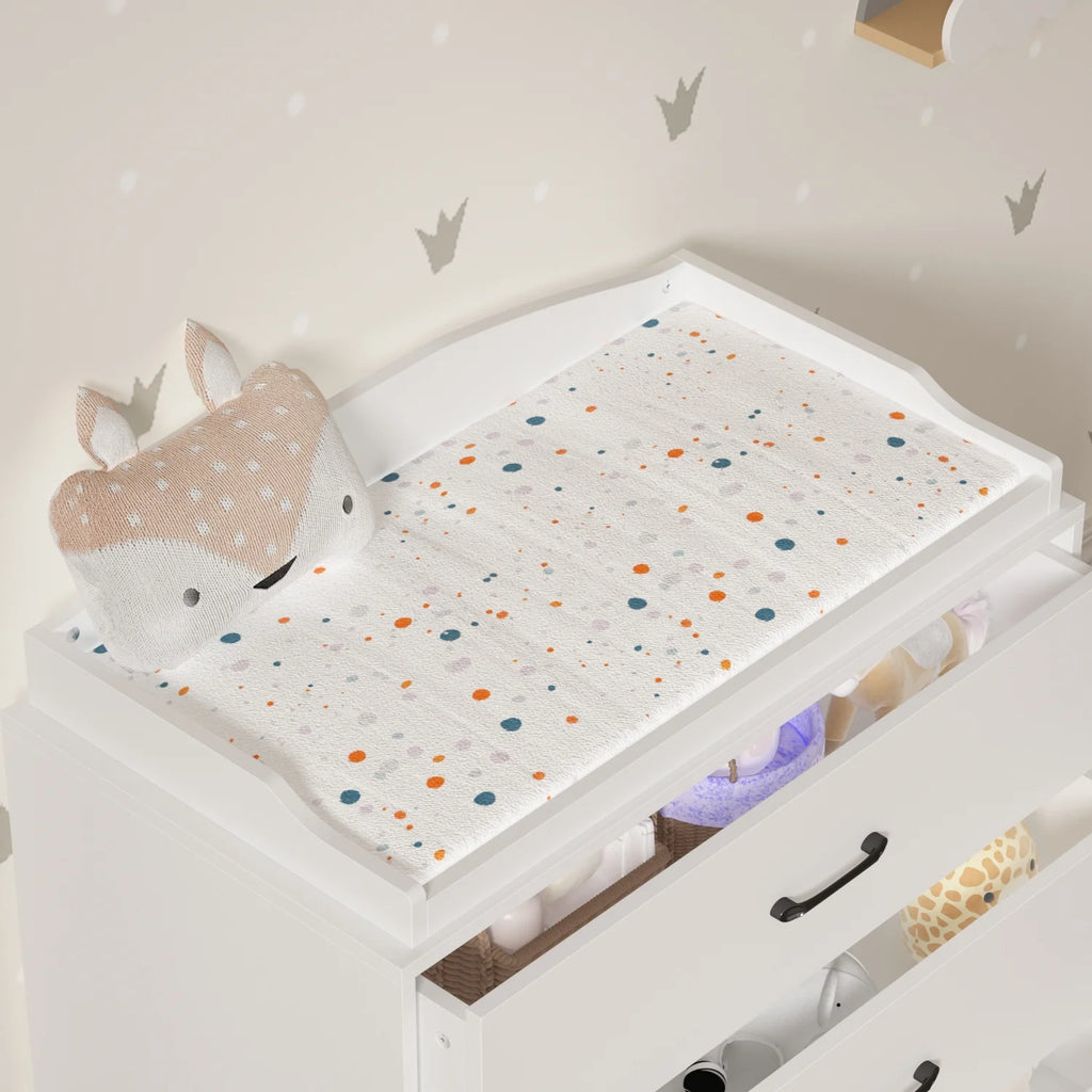 OXYLIFE 45" Baby Nursery Changing Table Dresser with 4 Drawers and Shelf for Nursery Room, White