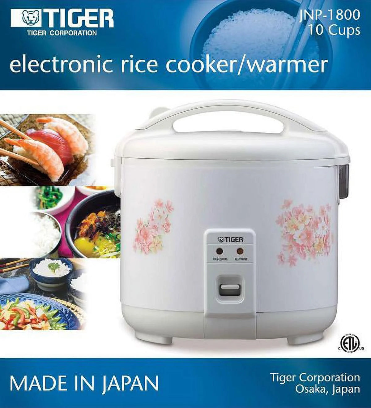 Tiger JNP - 1800 10 - Cup Floral White Rice Cooker & Warmer