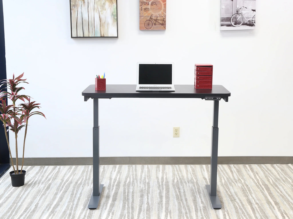 Motionwise Black Electric Height Adjustable Standing Desk, 24?x48", Height Adjustable 28" - 48" with 4 Pre - Set Height Adjustments and USB Charge Port, Multiple Colors