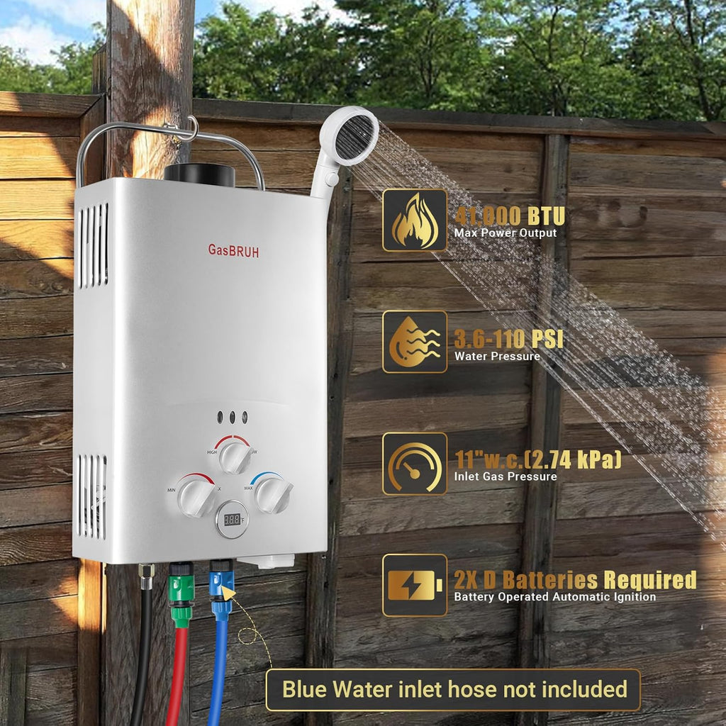 Portable Propane Tankless Water Heater, 1.58 GPM