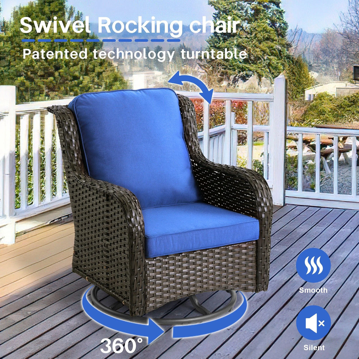 Ovios 7 Piece Wicker Outdoor Patio Dining Set with Fire Pit Table, Grey