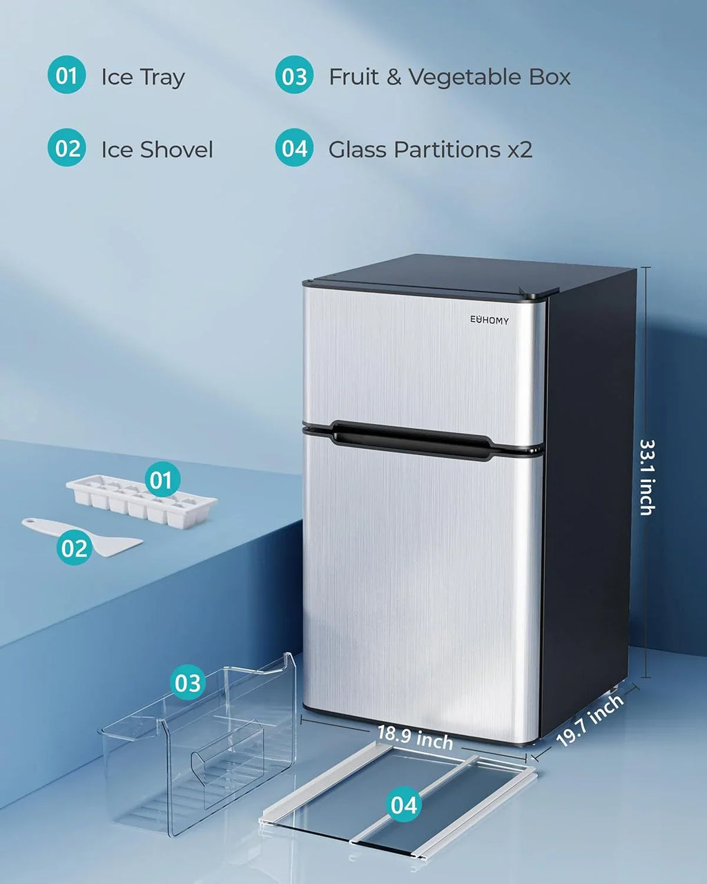 3.2 Cu.ft Mini Fridge with Freezer - 2-DOOR Compact Refrigerator for Bedroom, Dorm, Office or Apartment, SILVER3.2 Cu.ft Mini Fridge with…