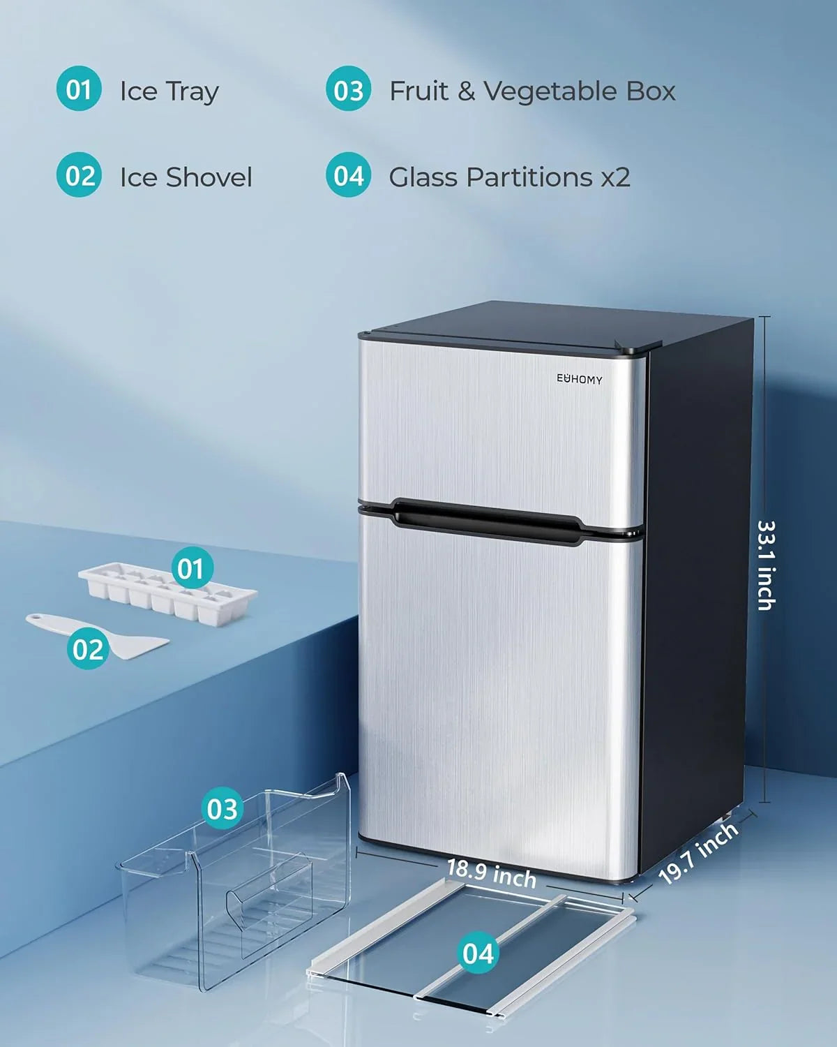 3.2 Cu.ft Mini Fridge with Freezer - 2-DOOR Compact Refrigerator for Bedroom, Dorm, Office or Apartment, SILVER3.2 Cu.ft Mini Fridge with…