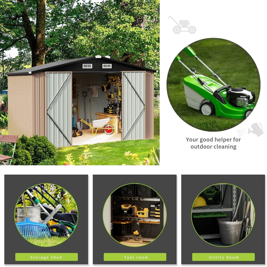 Outdoor Metal Storage Shed with Lockable Door