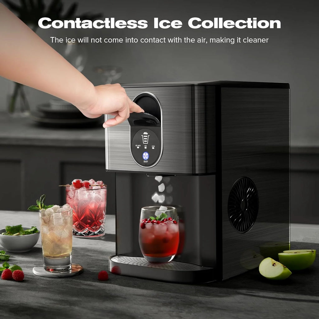 Moifoi Nugget Ice Maker, Culb in 6mins, 44 lb/24 H, Auto - Cleaning Portable Ice Machine with Basket & Scoop, Black