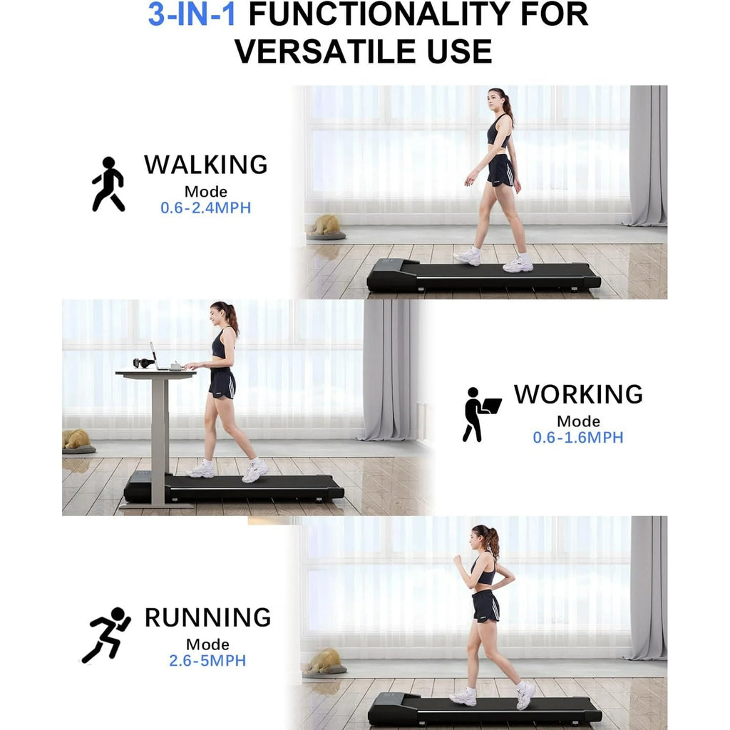 YDZJY 250 lb Walking Pad, 0.6 - 2.5 Mph Speed Range 1.2HP Quite Under Desk Treadmill, 2 in 1 Treadmill for Home/Office Exercise with Remote Control, Portable Treadmill with LED Display(Black)