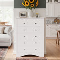 Homall 5 Drawer Dresser Wood Storage Cabinet Double Tier Chest of Drawer TV Stand for Bedroom, Living Room, Black