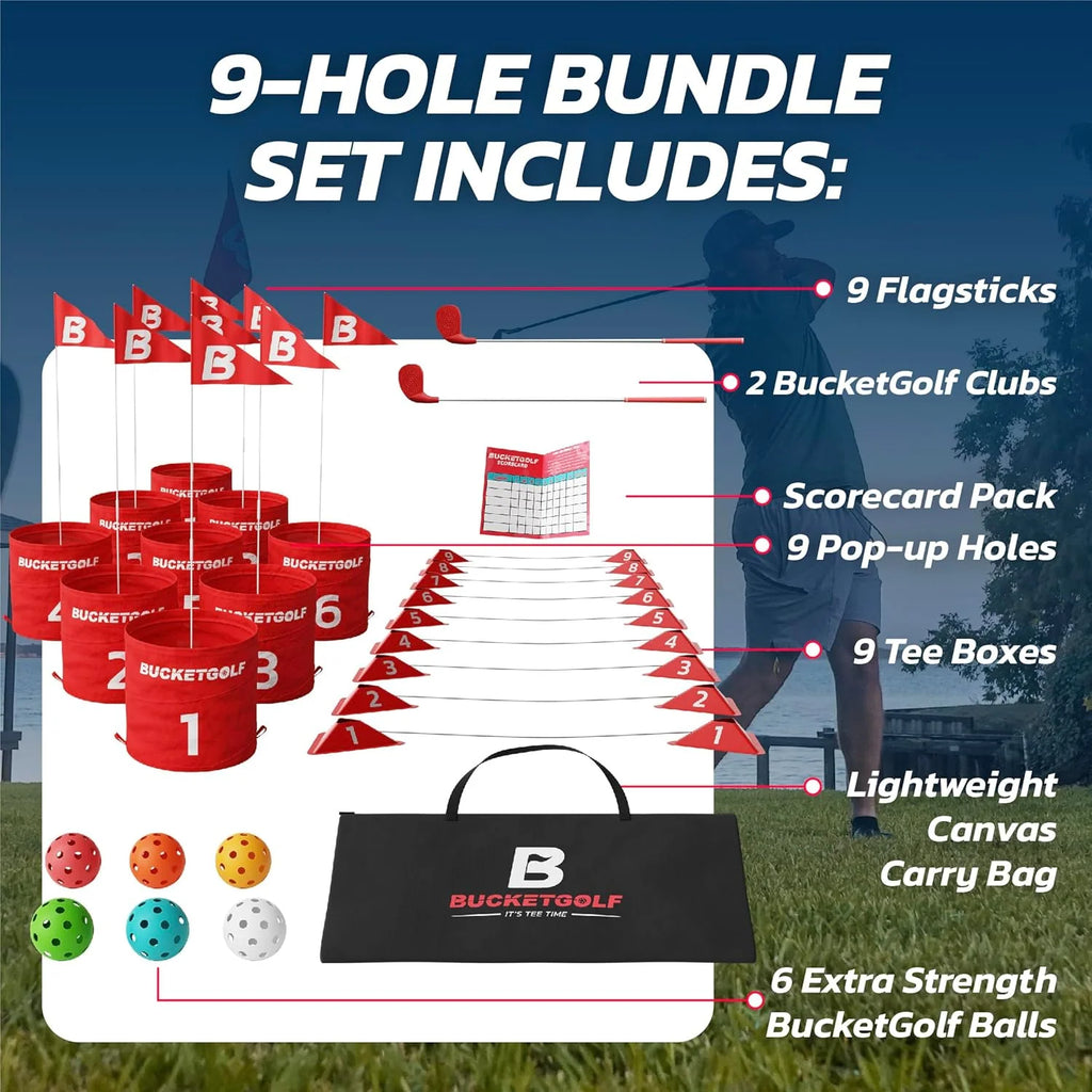 Portable 9-Hole Outdoor Golf Game Set with 2 Clubs