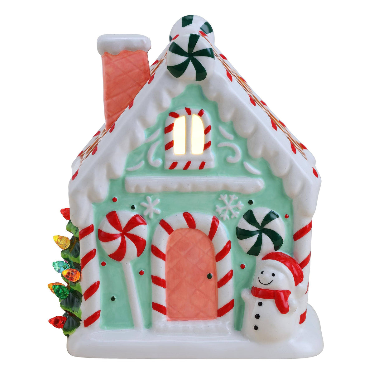 Mr. Christmas 7" Nostalgic Ceramic Lit Gingerbread House - Teal