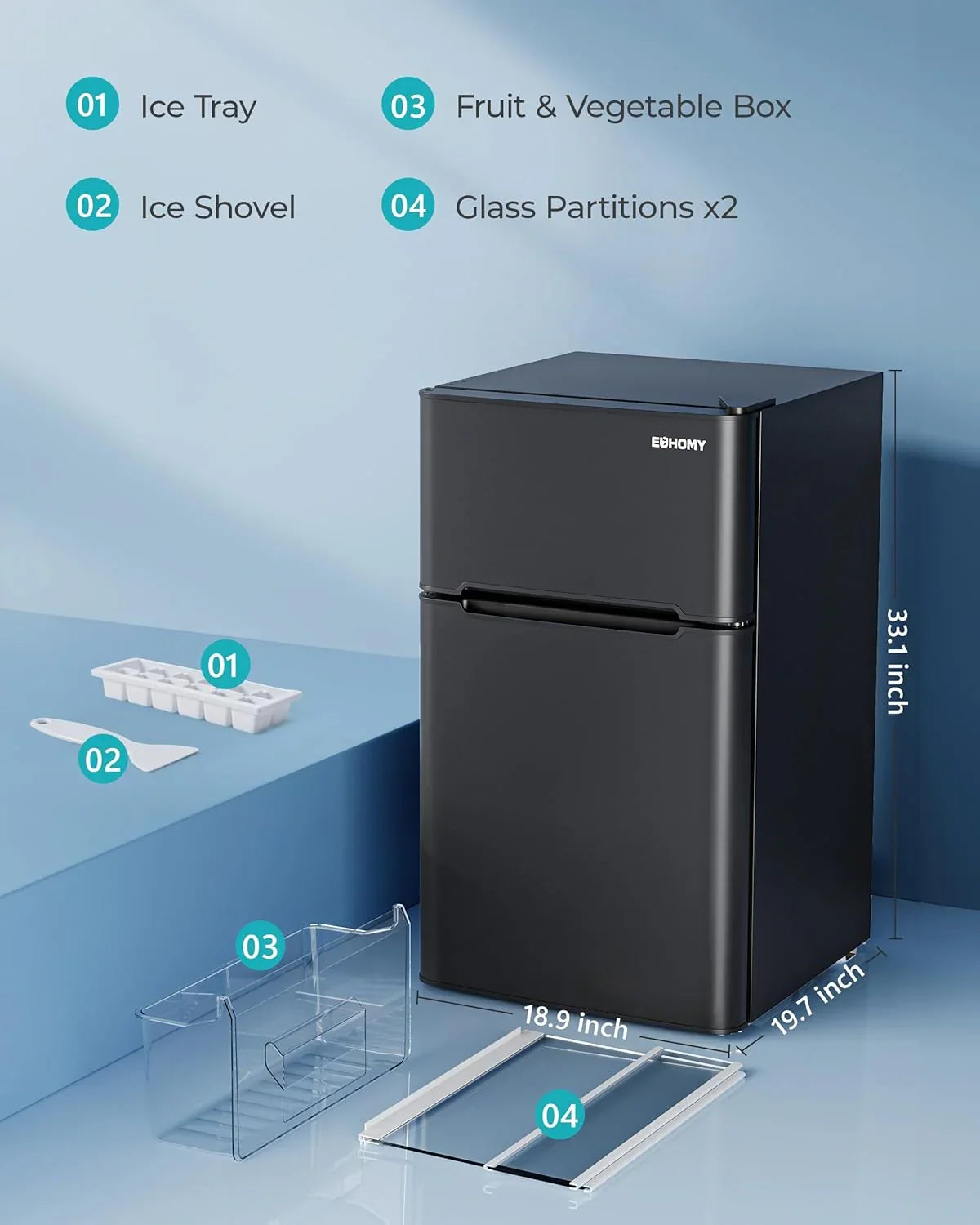 3.2 Cu.ft Mini Fridge with Freezer - 2-DOOR Compact Refrigerator for Bedroom, Dorm, Office or Apartment, SILVER3.2 Cu.ft Mini Fridge with…