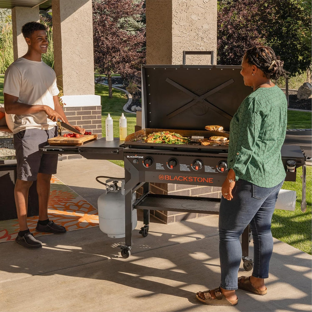 Iron-forged 36" Omnivore Griddle - Premium Powder-coated Steel with Reinforced Hood, Black Finish