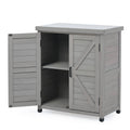 SoliWood Outdoor Storage Cabinet & Potting Bench Table with Metal Top, Wooden Patio Furniture, Garden Workstation