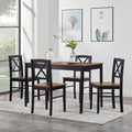 Seizeen Solid Wood Kitchen Table and Chairs, Dining Room Table Set for 4 with Gray Upholstered Chairs, Wood Grain Table Heavy - Duty Frame, Rustic Minimalist Style Breakfast Nook Set