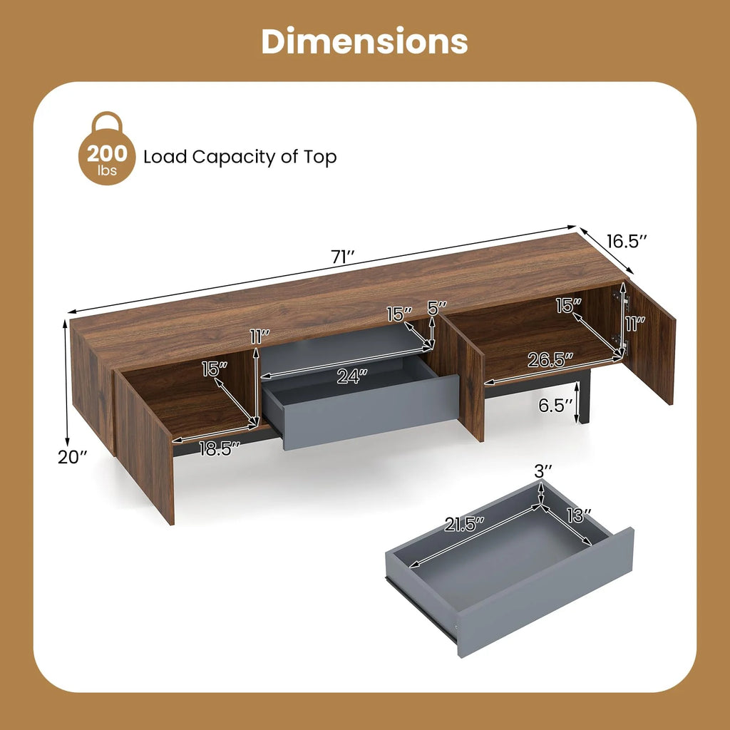 Tangkula Mid Century Modern Large TV Stand for TVs up to 80”