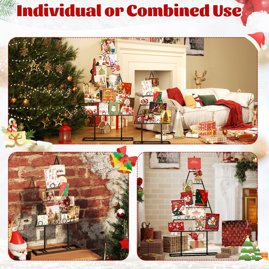 Tangkula 2 Pack Christmas Card Holder for Home Office Party Decoration
