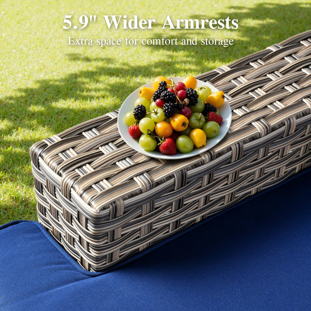 Ovios 10 Pieces Outdoor Patio Furniture Modern High - Back All - Weather Wicker Sectional Conversation Set with Propane Fire Pit Table & Swivel Chair, Dark Gray