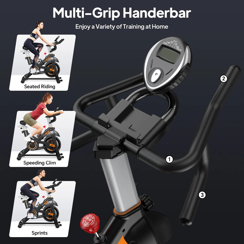 Pooboo Stationary Exercise Bike Indoor Cycling Bike Cycle Bicycle Adjustable Resistance for Home Office Cardio Workout Machine Max Weight 350 lb