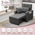 Tolead 3 - in - 1 Convertible Sofa Bed Sleeper Chair with Adjustable Backrest, Gray