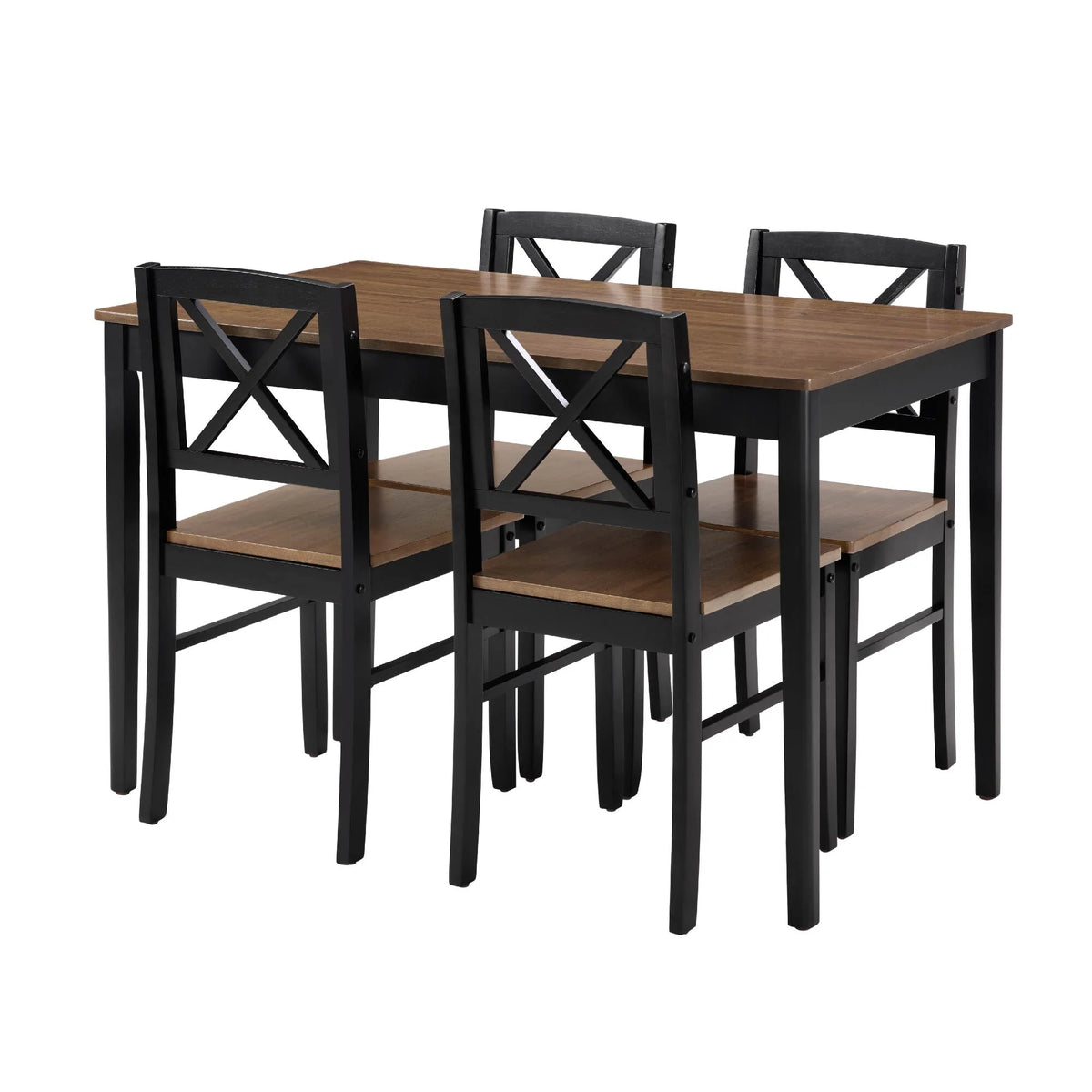 Seizeen Solid Wood Kitchen Table and Chairs, Dining Room Table Set for 4 with Gray Upholstered Chairs, Wood Grain Table Heavy - Duty Frame, Rustic Minimalist Style Breakfast Nook Set