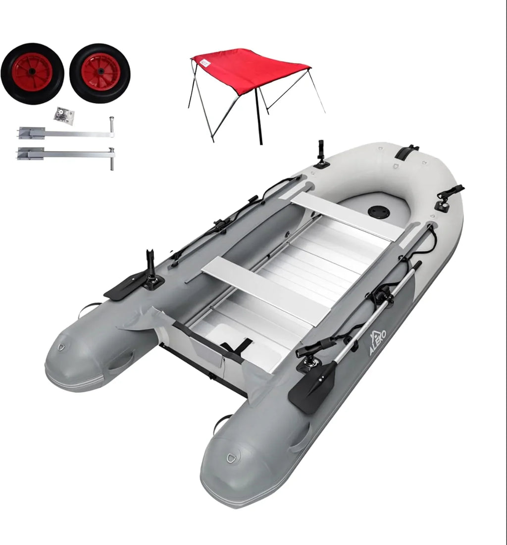 Inflatable Boat | Yacht Dinghy Tender Raft | Multi Person Fishing Boat | Aluminum Floor Oars | Fishing Rod Holders | Heavy-duty Pvc | 2024…