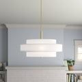 Paquette 5 - Light Shaded Drum Chandelier Andover Mills Shade Color: Off-White, Finish: Satin Brass
