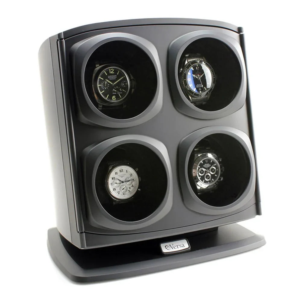 Quad Watch Winder in Black Independently Controlled Settings Multiple Direction and Timer Settings Adjustable Watch Pillow Plenty of Space…