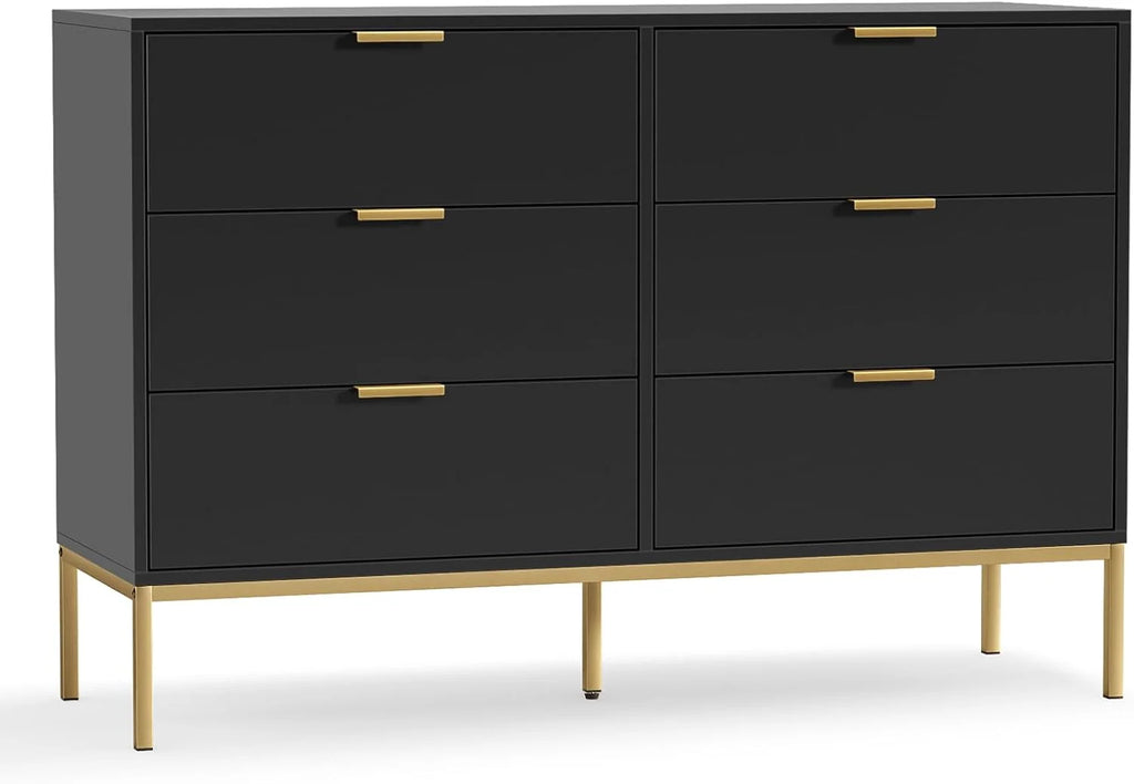 Six-Drawer Dresser with Gold Handles