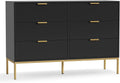 Six-Drawer Dresser with Gold Handles