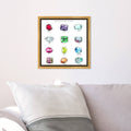 Oliver Gal 'Birthstone Chart' Fashion and Glam Wall Art Framed Canvas Print Jewelry - White, Purple - 12 x 12 - Gold