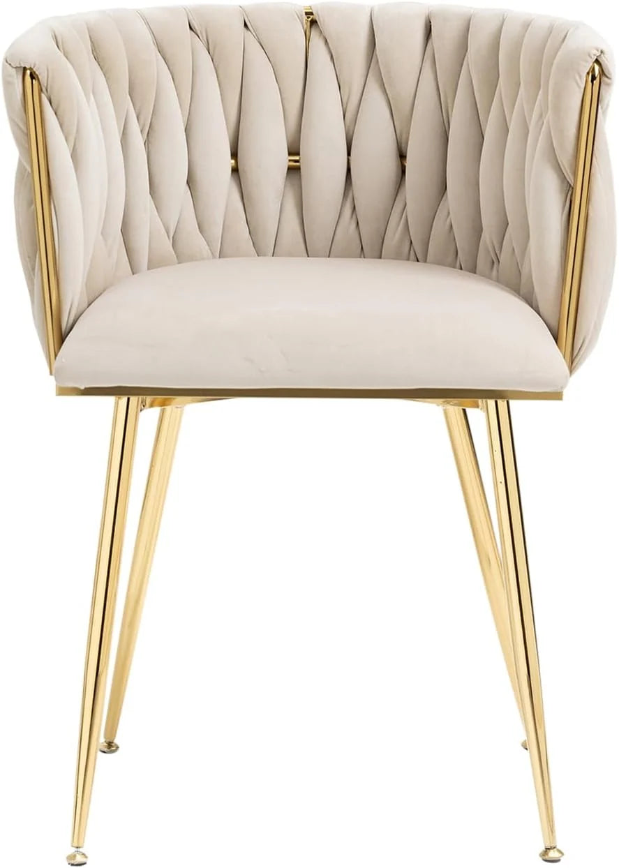 Velvet Dining Chairs with Gold-Tone Legs, Set of 4
