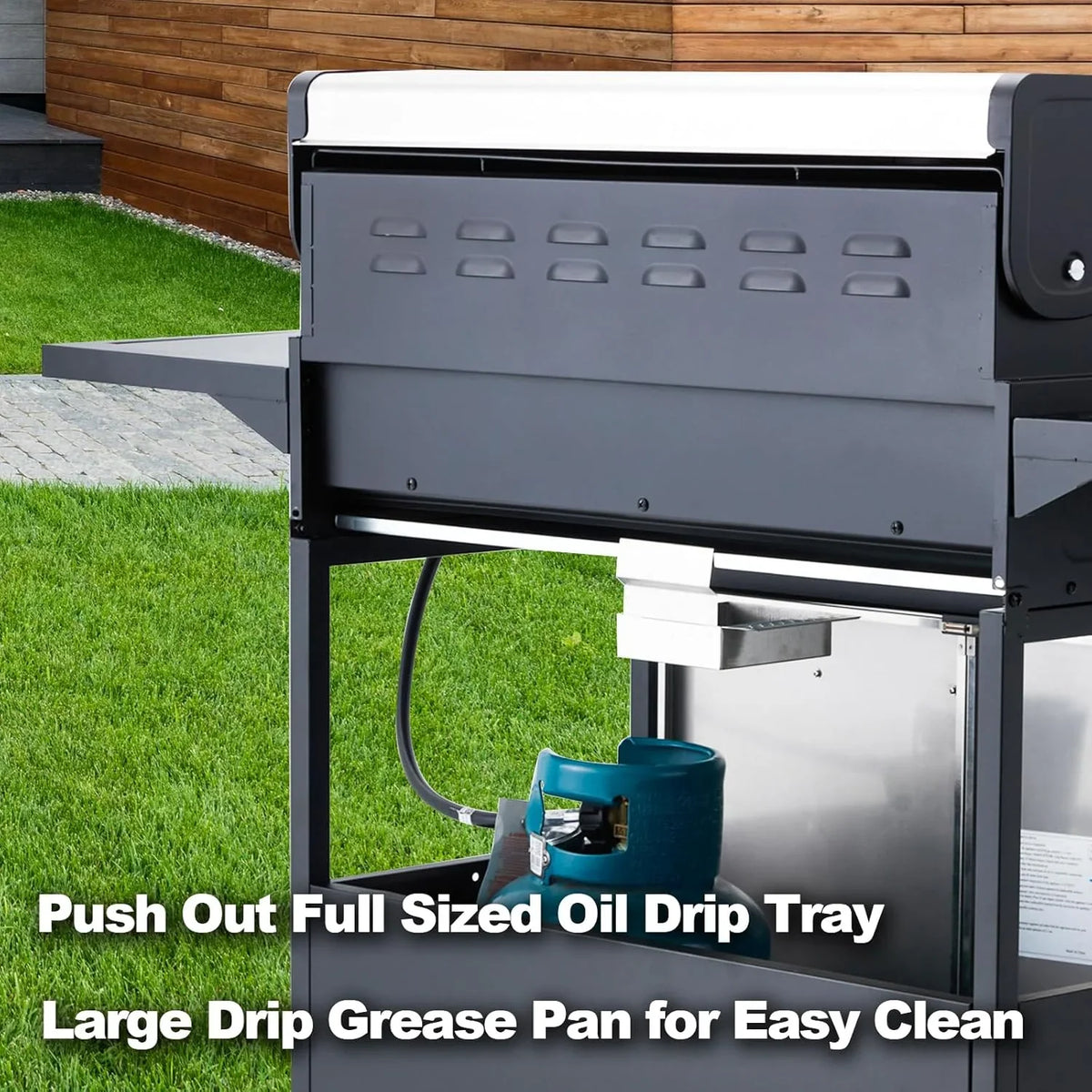 Upgraded 4 Burner Bbq Propane Gas Grill with Cast Iron Grates & Side Stove, 44,000 btu Stainless Steel Burner Barbecue Grill for Patio,…