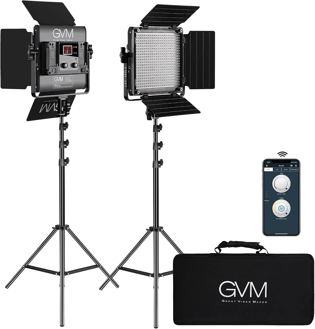 Two-Pack Bi-Color LED Video Light Panels with App Control