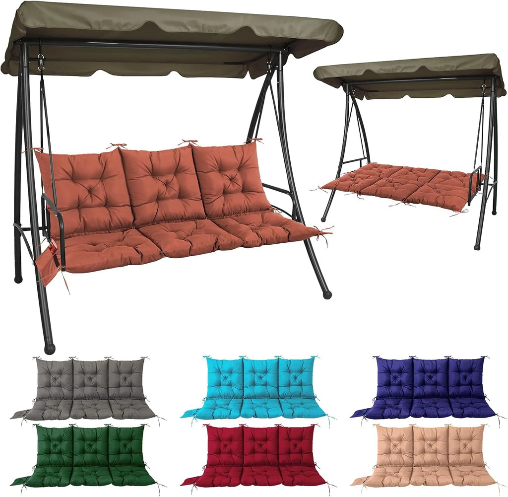 NACATIN 3 Seat Cushion for Outdoor Swing - 60x40 Inches, 4" Thick Porch Swing Cushions with Ties and Storage Bag, Waterproof Bench Replacement Cushions for Patio, Outdoor, Backyard and Garden (Khaki)