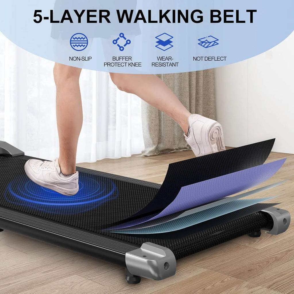YDZJY 250 lb Walking Pad, 0.6 - 2.5 Mph Speed Range 1.2HP Quite Under Desk Treadmill, 2 in 1 Treadmill for Home/Office Exercise with Remote Control, Portable Treadmill with LED Display(Black)