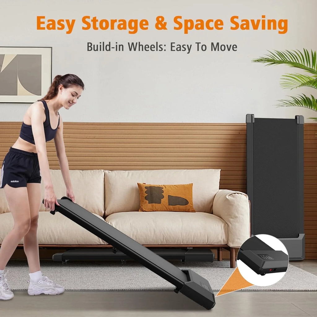 YDZJY 250 lb Walking Pad, 0.6 - 2.5 Mph Speed Range 1.2HP Quite Under Desk Treadmill, 2 in 1 Treadmill for Home/Office Exercise with Remote Control, Portable Treadmill with LED Display(Black)