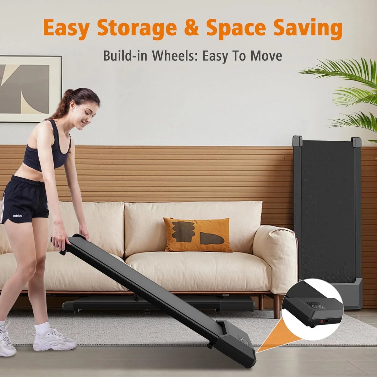 YDZJY 250 lb Walking Pad, 0.6 - 2.5 Mph Speed Range 1.2HP Quite Under Desk Treadmill, 2 in 1 Treadmill for Home/Office Exercise with Remote Control, Portable Treadmill with LED Display(Black)